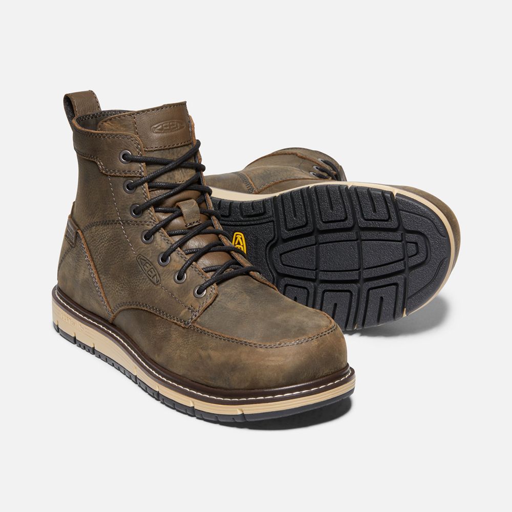 Botas de Trabajo Keen Mexico Negros Marrom - Hombre San Jose 6\" Waterproof (Aluminum Toe) - RD573821